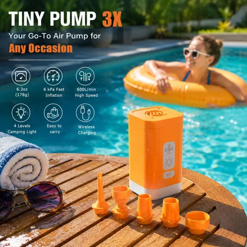 Vista 2 de ICEKATI Bomba de aire para inflables con batería recargable y luz