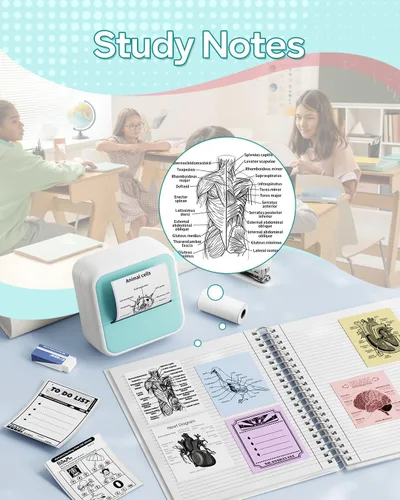 Vista 9 de Mini impresora de calcomanías – Impresora de calcomanías de cápsulas de impresión y 3 rollos de papel, térmica portátil para fotos con aplicación