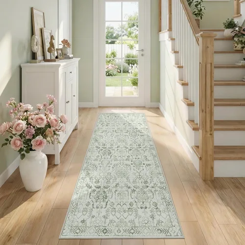 Vista 36 de Alfombra de área pequeña de 2 x 3 pulgadas, color beige, para entrada, baño, cocina, antideslizante, de pelo bajo, lavable, moderna alfombra bohemia