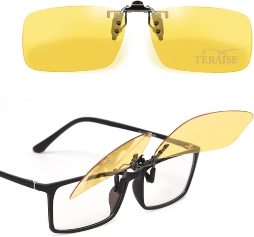 Vista 12 de TERAISE Night driving glasses, Clip on Sunglasses Over Prescription Glasses 2 piezas amarillo+amarillo