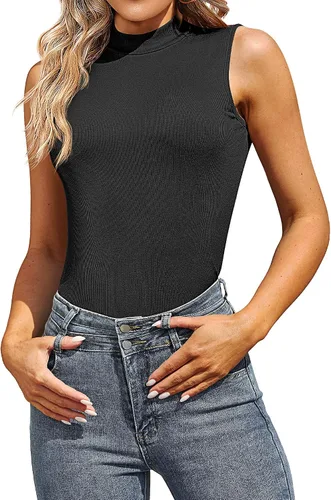 Vista 8 de 3 piezas de camisas sin mangas de cuello alto falso para mujer, camisetas elásticas ajustadas, básicas, ligeras, para capas