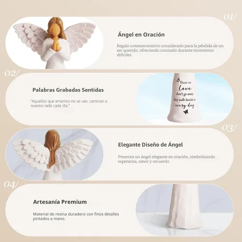 Vista 5 de Regalos de Simpatía para Pérdida de un Ser Querido, Figurina de Ángel Memorial de 15 cm Hecha a Mano, Regalos Conmemorativos para Pérdida de Mamá