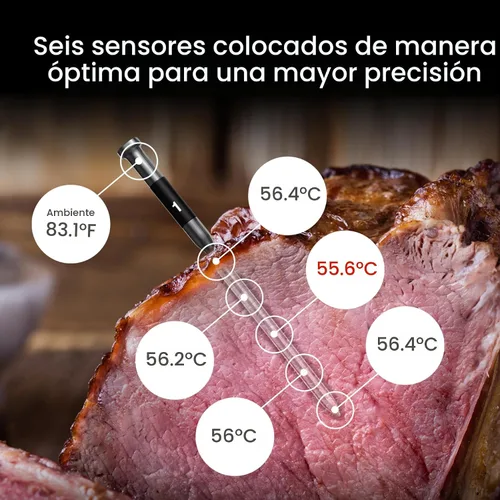 Vista 4 de ThermoMaven Termómetro inalámbrico WiFi para carne, 2 sondas, base inteligente, 6 sensores Unlimted Monitor Range via APP, Commercial-Grade NIST