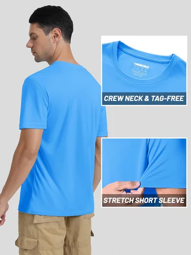Vista 3 de TACVASEN Camisetas de natación para hombre, camiseta de protección contra erupciones SPF de manga corta, UPF 50, de secado rápido, ligera