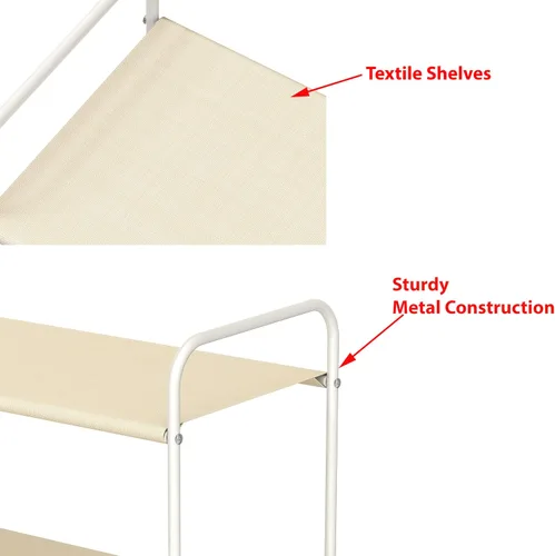 Vista 5 de Simple Houseware Almacenamiento de armario de 3 niveles con 2 cajones, color beige