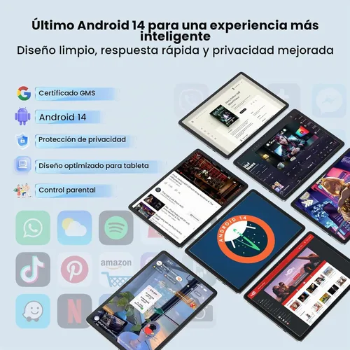 Vista 8 de Azeyou 2025 Tablet Android 14 Actualizada, Tablet de 10.1 Pulgadas Procesadores Octa-Core con 8GB RAM 128GB ROM, Pantalla Táctil IPS, Wi-Fi 6, BT