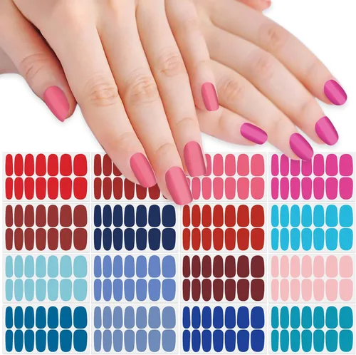 Vista 9 de Paquete de 16 hojas de esmalte de uñas para el Día de la Independencia, tiras de esmalte de uñas de gel autoadhesivas, con bandera estadounidense