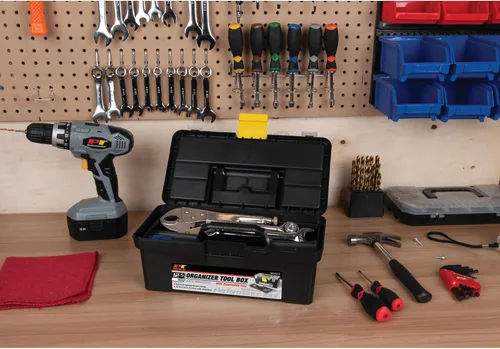Vista 6 de Performance Tool W54012 Caja de herramientas organizadora de plástico resistente para talleres y garajes, color negro, 12.5 pulgadas