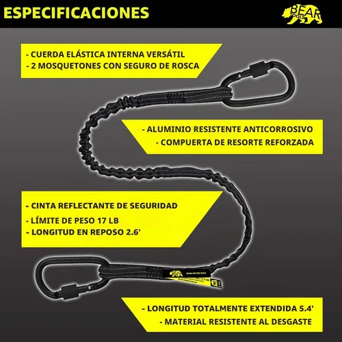 Vista 3 de BearTOOLS Cordón para herramientas de doble conector, carga máxima de 19.8 lbs, correa elástica para herramientas con ganchos de conexión de bloqueo