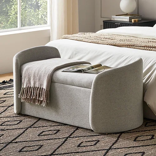 Vista 15 de mopio Levi - Otomana de almacenamiento con bandeja reversible, mesa de centro cuadrada tipo baúl moderna, otomana de taburetes tapizados