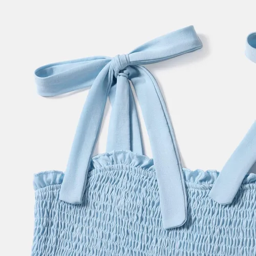 Vista 2 de IFFEI Vestidos de verano para mamá y yo, trajes a juego con tirantes delgados, cuello cuadrado, volantes, acampanado, vestido largo para la playa