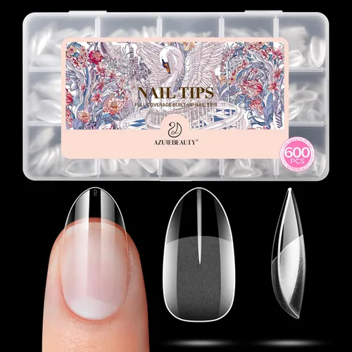 Vista 9 de Puntas de uñas cortas de almendra, 600 puntas de uñas de gel suave Almendra Corta