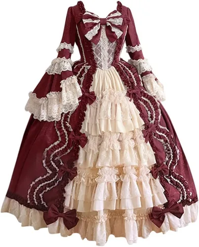 Vista 8 de Vestido de Lolita francesa para mujer, vestido victoriano, vestido renacentista, disfraz de princesa, manga acampanada, corte de lujo, cosplay