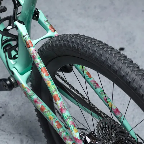 Vista 5 de Dyedbro Protector de marco MTB Camo blanco mate, talla única guardabarros para bicicleta