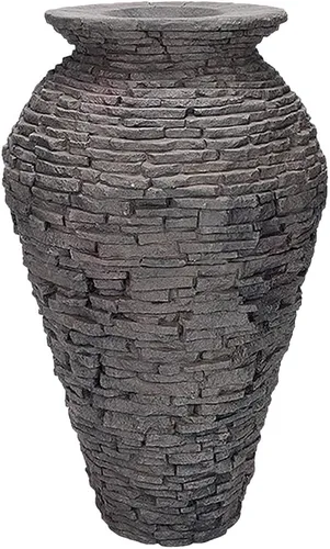 Vista 6 de Aquascape Kit de fuente de agua de urna de pizarra apilada mediana para paisaje y jardín 58090