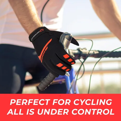 Vista 5 de WESTWOOD FOX Guantes de ciclismo para hombres y mujeres, dedo completo, antideslizantes, para pantalla táctil, transpirables, para ciclismo