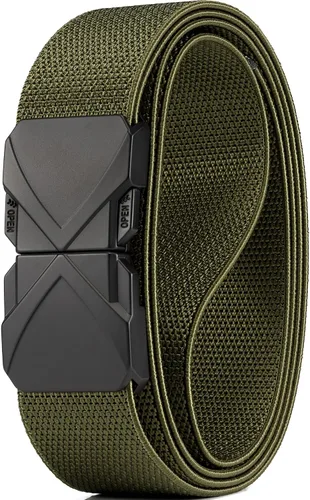 Vista 17 de GEIT - Cinturón elástico de nylon con hebilla de metal de liberación rápida, 3,4 cm, cinturón táctico invisible para golf casual