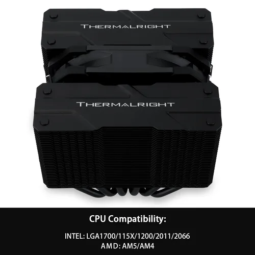 Vista 3 de Thermalright Peerless Assassin 120 Mini Negro Enfriador de CPU, 6 Tubos de Calor Tecnología AGHP, con Ventilador PWM de 120mm, Velocidad de 1500RPM