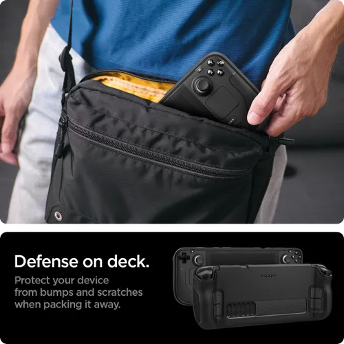 Vista 4 de Spigen Rugged Armor Protective Case Designed for Steam Deck TPU Cover with Wrist Strap Shock-Absorption Anti-Scratch Cover Protector Steam Deck