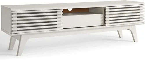 Vista 8 de Mueble para televisor de 59 pulgadas Modway, de estilo moderno de mediados de siglo con perfil bajo, color nogal