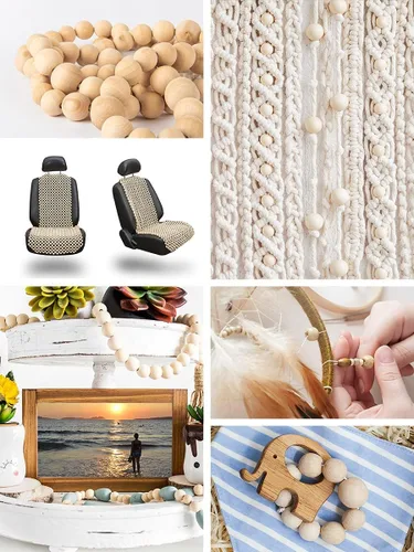 Vista 6 de Mandala Crafts - 2000 cuentas de madera redondas pequeñas de 6 mm para manualidades, suministros de macramé - cuentas de madera natural negra sin