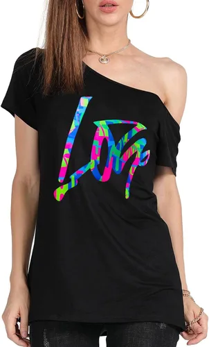 Vista 2 de MAGICMK - Camiseta casual para mujer, con estampado de labios y hombro descubierto, talla extragrande