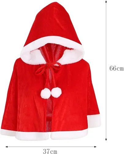 Vista 5 de XGOPTS Capa de terciopelo rojo de Navidad, capa de la señora Santa Claus, bata de Halloween, carnaval, disfraz de cosplay (rojo con capucha)