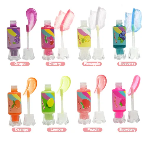Vista 9 de Mebtmel Lindo brillo de labios para niños, juego de brillo de labios con purpurina para niñas de 6 piezas con forma de dulce, bálsamo labial