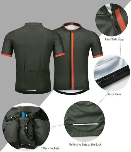 Vista 4 de Wantdo Camisetas de ciclismo para hombre de manga corta transpirable de secado rápido para ciclismo