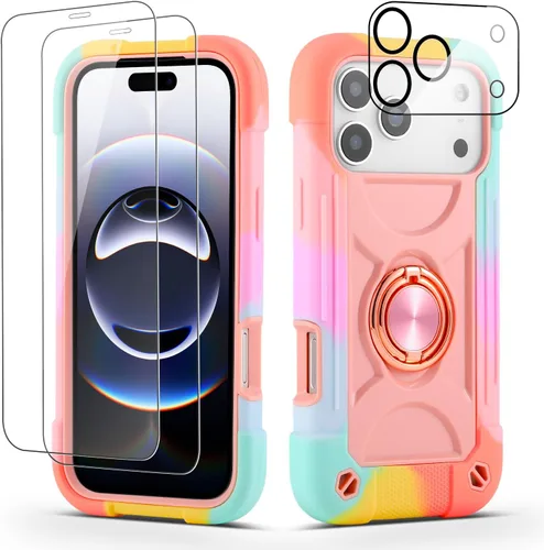 Vista 16 de Funda para iPhone Se3/iPhone Se2, iPhone 6/6S, iPhone 7/iPhone 8 de 4.7 pulgadas con soporte de anillo, con 2 protectores de pantalla resistentes