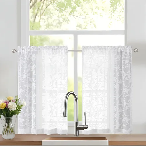 Vista 14 de OVZME Anji Clip Voile Sheer Tiers RD 2X30X36 Negro