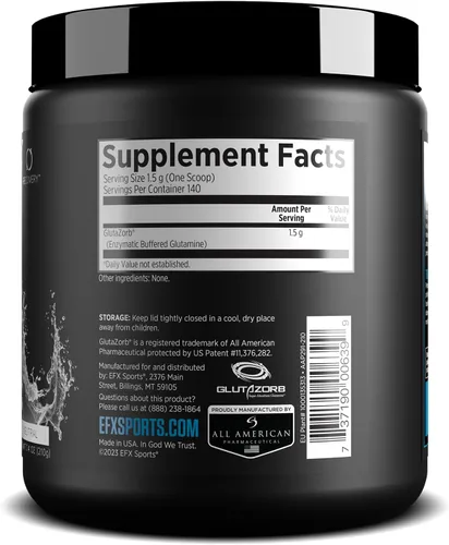 Vista 7 de EFX Sports Training Ground Glutazorb Powder Suplemento de glutamina altamente concentrado, pH correcto, digestión y apoyo inmunológico, 140