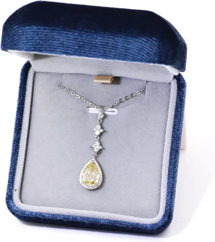 Vista 8 de TIANYU GEMS Collar con colgante de moissanita amarilla de 2 quilates para mujer, plata de ley chapada en oro amarillo de 18 quilates, pera amarilla