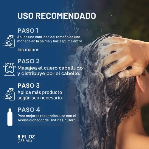 Vista 7 de Dr. Berg - Champú de biotina para hombres y mujeres (fórmula mejorada de alto rendimiento), probado y certificado de forma independiente, sin