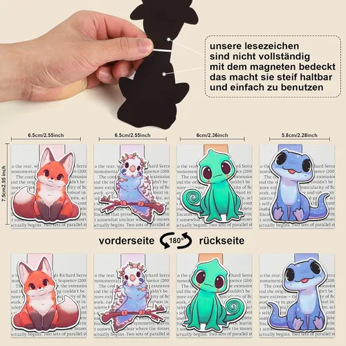 Vista 3 de Lindos Marcadores Magnéticos, Marcadores de Página de Animales, Marcadores de Libros para Niños, Amantes de los Libros, Estudiantes, Maestros