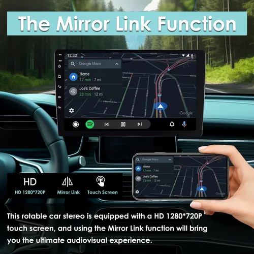 Vista 6 de Estéreo de auto doble DIN con CarPlay inalámbrico y Android Auto, radio de coche Android de 9 pulgadas con cámara de respaldo, Bluetooth 5.4