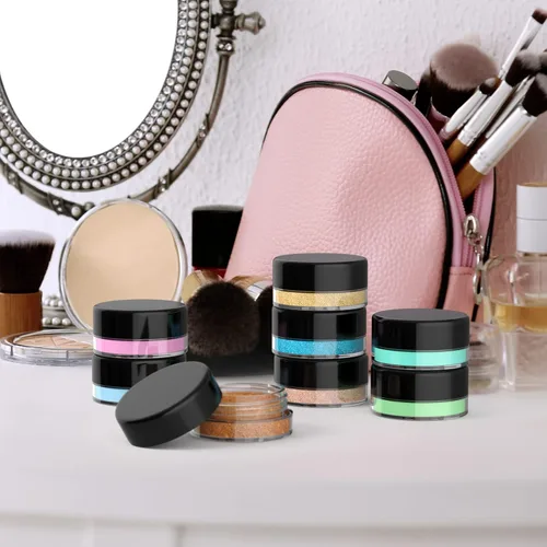 Vista 6 de Frasco de 0.10 onzas líquidas Houseables, 50 unidades, sin bisfenol A, recipientes vacíos de plástico para muestras de cosméticos, tarro redondo