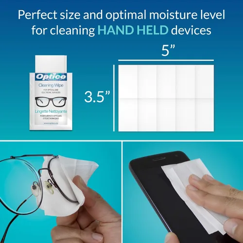 Vista 2 de Optico Toallitas de limpieza prehumedecidas, limpiador de alta calidad para anteojos, pantallas y lentes de cámara, no necesita botella de spray