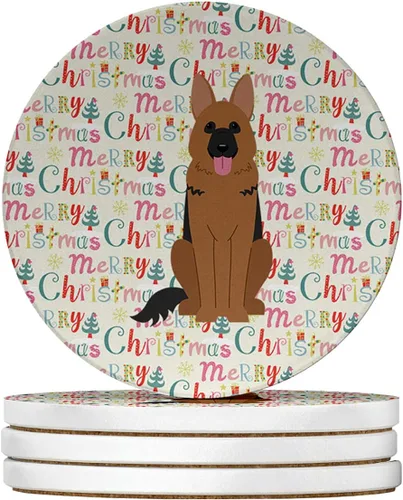 Vista 33 de Abyssinian Sand Terrier Merry Christmas - Posavasos grandes de piedra arenisca (4 unidades)