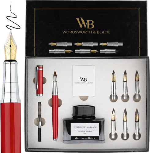 Vista 17 de Wordsworth & Black Luxury Calligraphy Pen Set for Writing, 6 Nibs,All Black Todo negro
