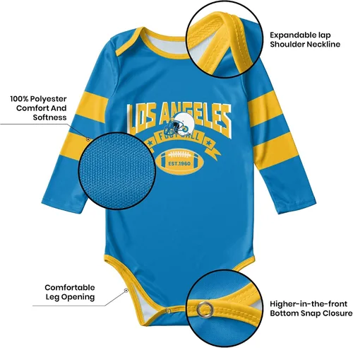 Vista 7 de Sfodcovy Ropa de bebé personalizada de manga larga de fútbol ropa de bebé recién nacido, número de nombre personalizado, regalos de bebé niño niña
