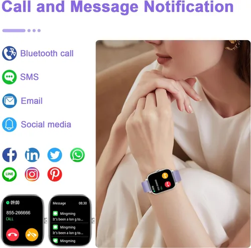 Vista 4 de TORJALPH Reloj inteligente para hombres y mujeres, compatible con iPhone, Samsung, teléfono Android, pantalla táctil completa de 1.69 pulgadas