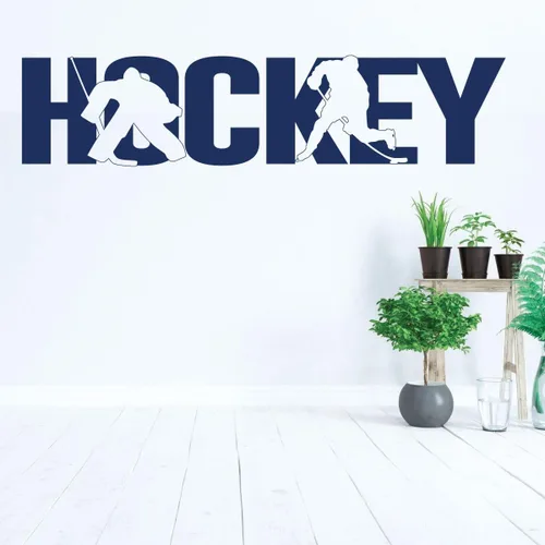 Vista 3 de Hockey Wall Decal With Players Silhouette - Vinyl Decoration for Boys Bedroom, Playroom or Man Cave