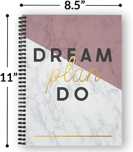 Vista 3 de Softcover Dream Plan Do - Cuaderno motivacional en espiral de 8.5 x 11 pulgadas, 120 páginas de planificador diario, cubierta laminada brillante