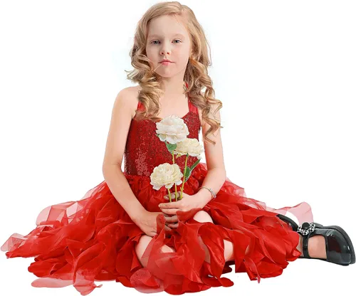 Vista 5 de Vestido tutú para niñas, vestido de tul con lentejuelas, vestido de princesa para niñas pequeñas, disfraz de fiesta de cumpleaños brillante