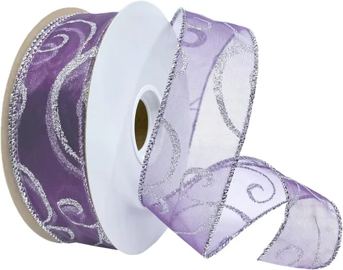 Vista 14 de Morex Ribbon Cintas transparentes con purpurina con espiral, cinta navideña para manualidades y decoraciones de Navidad, envoltura de regalos, 1.5