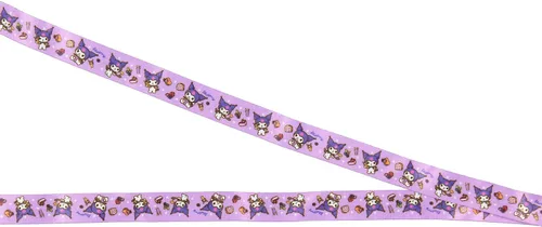 Vista 3 de Sanrio Kuromi Soporte para tarjetas de identificación con cordón con colgante de goma y calcomanía coleccionable