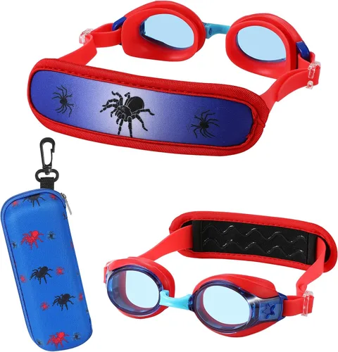 Vista 8 de Gafas de natación para niños de 2 a 6 años, gafas para niños sin jalar el cabello, gafas para niños con banda para la cabeza acolchada