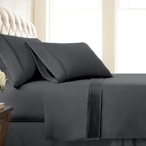 Vista 11 de Southshore Fine Linens®, juego de ropa de cama con bolsillo profundo, Microfibra, Negro, gemelo