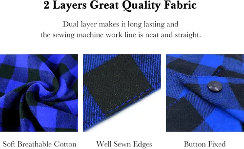 Vista 5 de AnF Bandana de Cumpleaños a Cuadros para Perro y Pañuelo Triangular para Perro - Algodón Suave, Doble Capa, Bandanas Lavables con Botón Ajustable